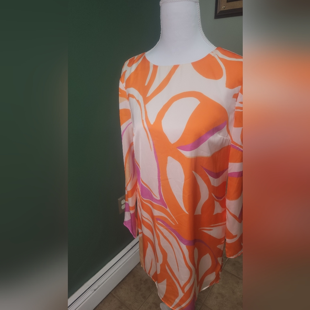 Lavender Brown Orange and Pink Abstract Dress